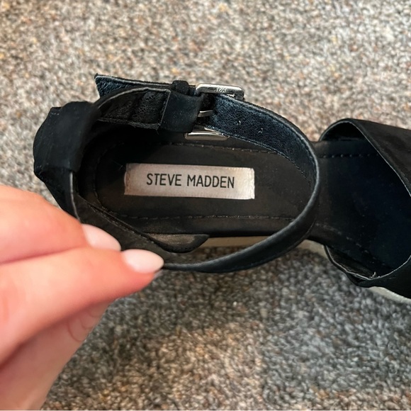 Steve Madden Black Suede Espadrille Apolo Platform Sandals - Picture 3 of 3